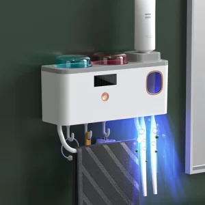 Suporte Escova De Dentes Esterilizador Com Luz UV Antibacteriano Decoracão Banheiro + 2 PCS COPOS -K9